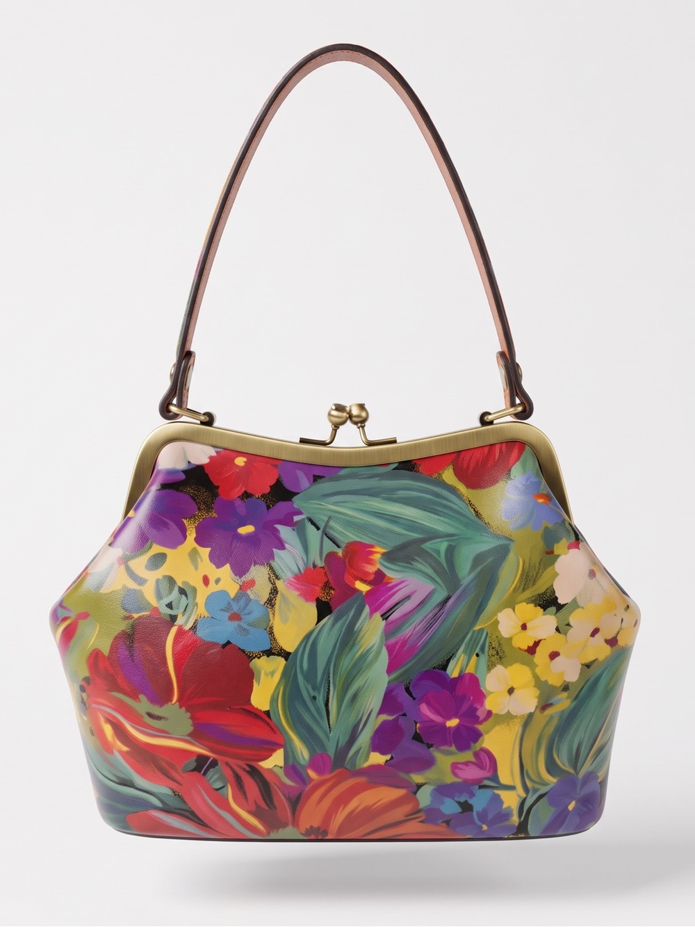 Patricia Nash Floral Kiss-Lock Top Handle Bag - Green, Purple, Red, Yellow